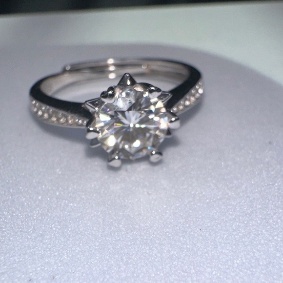 Radiant Silver Solitaire Ring 1 CT Moissanite D Color With GRA - Picture 5 of 6